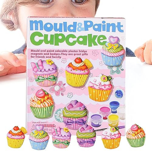 Pintura de Yeso - Yeso para Pintar,Figuras de y Cupcake, muñeca de Yeso Creativa, Juguetes de Pintura de Yeso para niños para niñas de 4,5,6,7,8 años