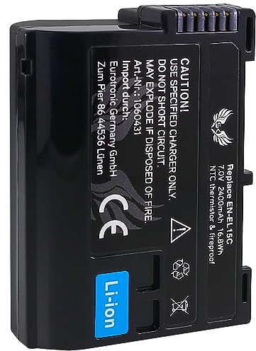 SK Batterie compatible avec Nikon EN-EL15c < 2400 mAh > EN-EL15b EN-EL15a EN-EL15 < Capteur NTC & boîtier V1 > pour D800 D7500 - Zf Z8 Z7 II Z6 III Z5 II
