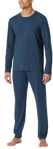 Schiesser Herren Schlafanzug Lang - Weiches Flanell Modern Nightwear Pyjamaset, Dunkelblau_181920, 50 EU