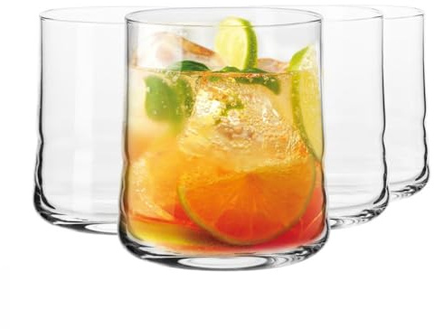 Krosno Bicchieri da whisky, bicchieri da cognac bourbon, brandy, set da 4, 297,7 g, perfetti per cocktail, bevande, acqua, succhi di frutta, scotch, liquore irlandese, whisky