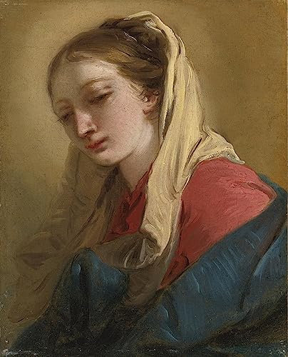 SibeG Modern Kunstdrucke Leinwandbild Gemälde Drucken Bekannt Maria Magdalena in Weiß verschleiert von Battista für Office Home Decor 60x90cm