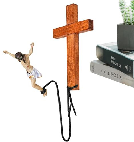 Fulenyi Jesus Kreuz Statue Hölzerne Kreuz Jesus Statuen Jesus Wanddekoration Christliche Jesus Wandkunst Religiöse Statuen Kunsthandwerke Bungee Jesus Kreuz Harzfiguren Wanddekorationen