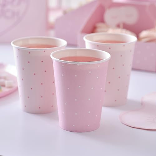 Ginger Ray Lot de 8 gobelets en carton Rose à pois