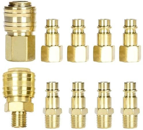 VIVIIHOO Set di 10 raccordi ad aria compressa da 1/4, attacco rapido ad aria compressa per tubi, raccordi per compressore d'aria, attacco rapido, accessori con valvola e filettatura interna