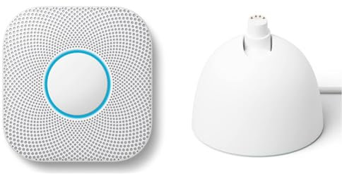 Google Nest Protect - Smoke Alarm And Carbon Monoxide Detector (Battery) & Nest Cam Stand with Power Cable - Wired Tabletop Charging Station