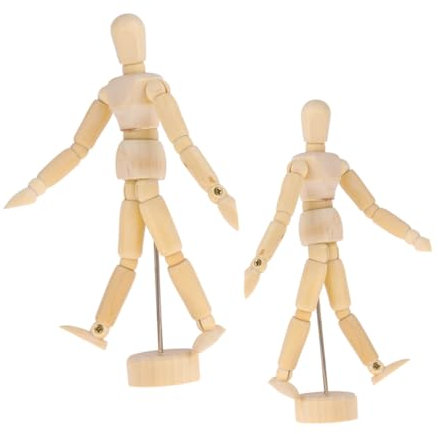 EXCEART 2stücke DIY Unfertige Holz Mannequin Blank Puppe Handwerk Roboter Puppen Zum Bemalen Bastelprojekte Dekoration Holzfigurenmodell