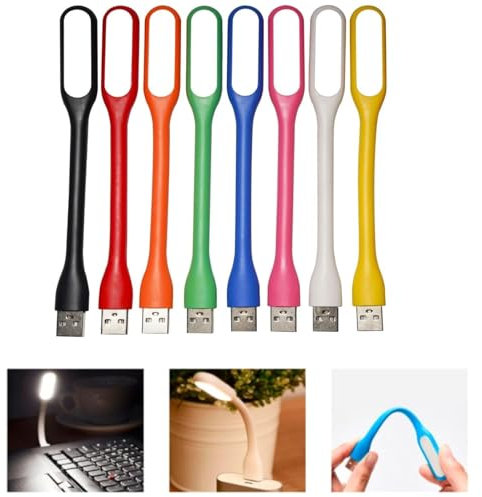 Lampada USB Per PC, Lampada LED USB Flessibile, 8 Pezzi Luce Da Lettura LED, Per PC, Tastiera Computer Portatile, Alimentatore Mobile, (Nero, Rosso, Arancione, Blu, Verde, Rosa, Bianco, Giallo)