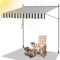 Daromigo Klemmmarkise Balkon, 400x120cm Sonnenmarkise Höhenverstellbar Markise mit Handkurbel, UV-beständig, Sonnenschutz, ohne Bohren für Balkon Garten, Grau Weiß
