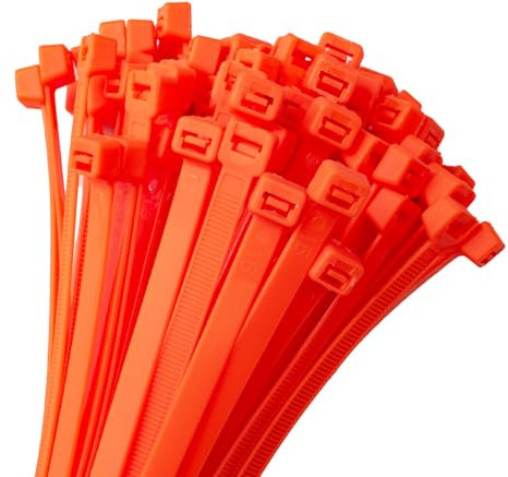 HORZEFIX Kabelbinder 100 Stück orange lang uv beständig Universalbinder 2,5/3,6/4,8/7,6 breit (4,8 x 300 mm)