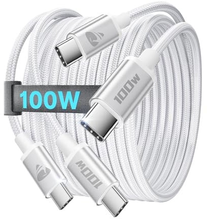 USB C to USB C Charger Cable,100W USBC Charger Lead 2M/6ft Type C PD Fast Charging USB Cable for iPhone 15 Pro Max Plus Samsung S24 S23 iPad Pro Macbook Air-2Pack