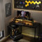 Lkeiyay 48 in Gaming Desk with LED Light and Power Outlets,PC Gamer Desk with Shelves and Monitor Stand,Adjustable Computer Table Headphone Hook Workstation for Home Office Black