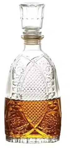 Provance Dekorative Glaskaraffe für Whiskey, Cognac, Scotch, Brandy, Sherry, 900 ml, 27 x 10,7 x 8,5 cm, mit Glasverschluss