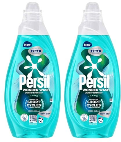 Persil Wonder Wash Liquid Detergent Stain Removal Designed for Shortest Cycles Even in 15 Minutes Fast Acting Formula with PRO-S Technology 55 Washes 1.485 Litre (Pack of 2, Speed Clean)