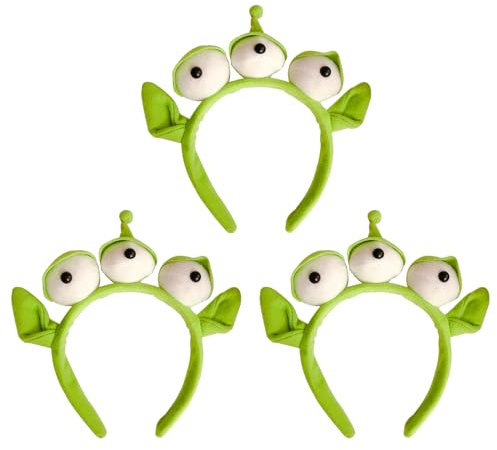 RmKbe Lot de 3 épingles à cheveux en peluche à trois yeux - Motif monstre vert - Pour lavage du visage et maquillage