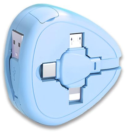 Gartmost Three in One Charging Cable Cord 3 in 1 Retractable Cord - 3.6 Feet USB Cable Fast Charger Compatible/Type-C/Micro/Compatible with Phone/Android (Blue)