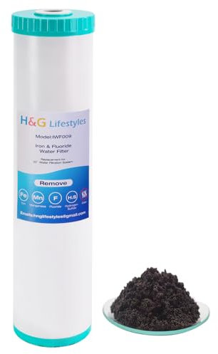 H&G Lifestyles 4.5 x 20 Iron Fluoride Water Filter Cartridge, Reduce Iron Manganese Fluoride,Replacement for Any 20 Whole House Water Filters System