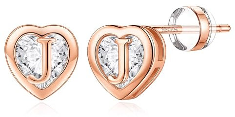 TINGN Ohrringe Rosegold Mädchen - Ohrstecker Rosegold Buchstaben Herz Ohrringe Kinder Damen Teenager Mädchen Geschenke für Frauen Kinder Buchstaben Ohrstecker, Personalisierte Geschenke für Frauen