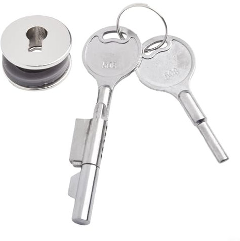 Serrure ronde en verre avec clé, construction en alliage de zinc, finition chromée, convient pour les armoires à bijoux