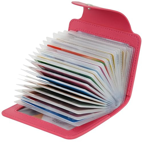 IHIGOGOFA Porta Carte di Credito Pelle per Donna Uomo 40 Slots per Schede 2 Finestra ID