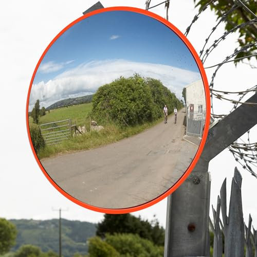 45CM Verkehrsspiegel Mit Schutzhaube, Einparkhilfe Garage Traffic Mirror Konvexspiegel Verkehrsspiegel für Ausfahrten, 120 Grad Weitwinkelspiegel für Straße Und Garage Garagenspiegel