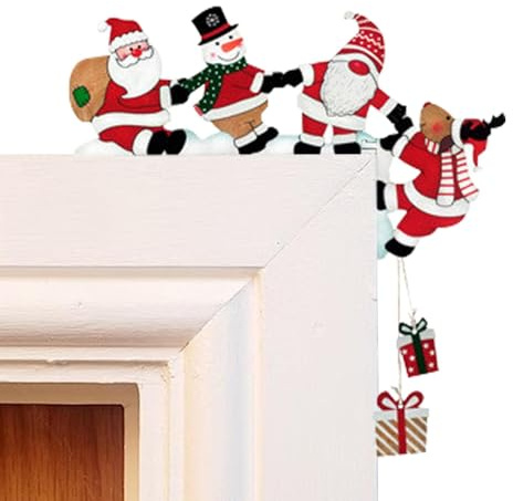 Weihnachten Türrahmen | Weihnachtstür Ecke Dekoration | Holzrahmen Eckdeko Weihnachten Türschild | Weihnachtsmann Elch Türecke Dekoration
