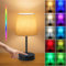 Befurglor Small Rechargeable Table Lamp, 3 CCT & RGB Color Changing Dimmable, Battery Operated Cordless Bedside Lamp, Portable Touch Desk Lamp for Dining Room Restaurant Bar (Linen Shade)