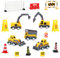 LQIOACU 5 Stück Minibagger, Kuchen deko baustelle, Tortendeko baustelle, Baustelle spielzeug, Bagger deko, 11 Stück Miniatur Puppenhaus Baustellenfahrzeuge Verkehrsschilder Zubehör