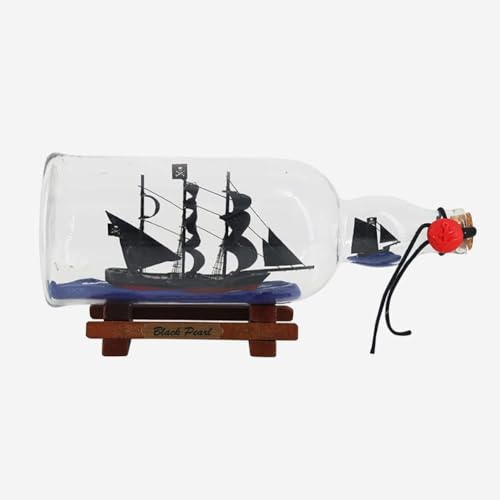 AYUNJIE Black Pearl Ship in A Glasflasche Modell, Segelboot in Einer Flasche, Klassische Segelboot Modell Ornamente, Kinderzimmer Geschenke (27 * 9,8 * 12cm)