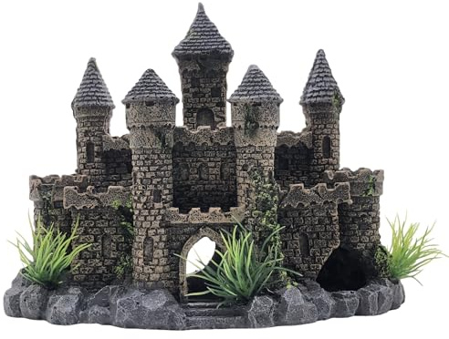 M2cbridge Aquarium Decor Castle Shipwreck Ornament Underwater Landscape(Mountain Castle)