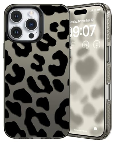 ZCDAYE Case for iPhone 15 Pro Max,Cute Stylish Bows Leopard Pattern Printed Phone Case, TPU Shockproof Protective Shell Women Girls Cases Phone Cover for iPhone 15 Pro Max (6.7 inches), Black Leopard