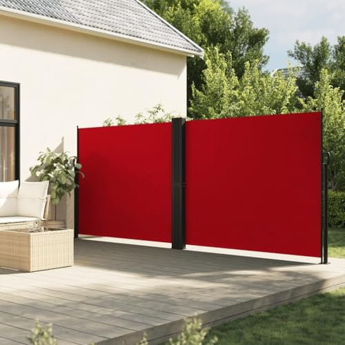 Homvdxl 1000cm Extra Breit Seitenmarkise Einziehbar, Doppelseitig Klappbar Seitenmarkise Sichtschutz Sichtschutzzaun für Garten Deck Terrasse Pool Balkon 1000x160cm - Rot