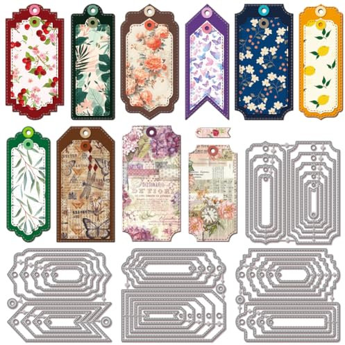 GLOBLELAND Lesezeichen Tags Stanzschablonen Metall Geometrische Rahmen Stanzformen Eingebettete Grenzen Hintergrund Stanz Und Prägeschablonen Für Scrapbooking Bastelarbeiten Papierkartenherstellung