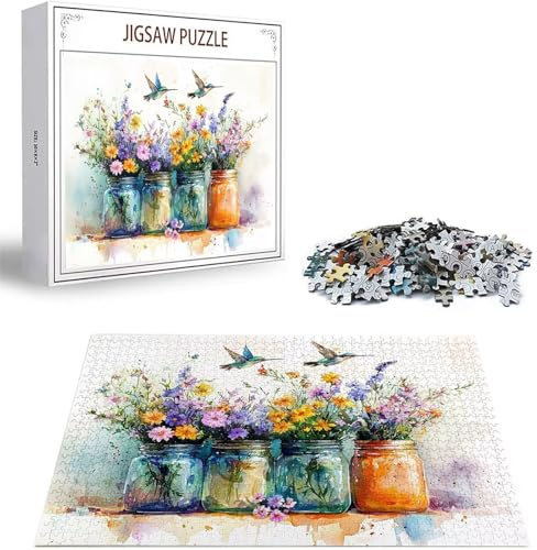 Puzzle Vase Puzzle 5000 Teile, Holzpuzzle Erwachsene, Mehrfarbig Holzpuzzle, Klassische Puzzles Vogel Wooden Jigsaw für Erwachsene Und Kinder 14 Jahren, Geschenke Home Wand Dekor 156x105cm D-273