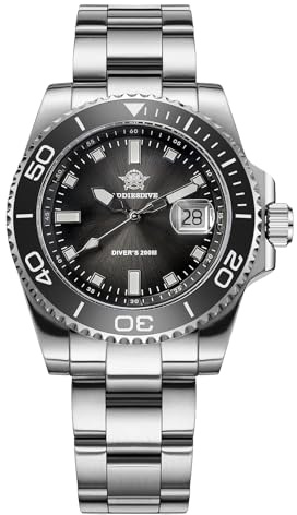 ADDIESDIVE 41mm taucheruhr Herren 200m BGW9 leuchtende Keramiklünette analoge Uhr Herren Mit Edelstahlarmband AD2089