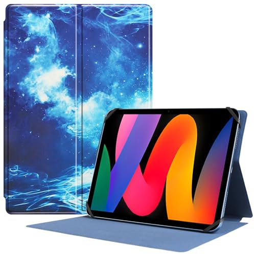 HGWALP Slim Universal Tablet Custodia 9 -11 pollici, Folio Custodia protettiva per 9 9.7 10 10.1 10.5 11 Tablet con angoli di visione multipli e design del foro della fotocamera-Blue Sky