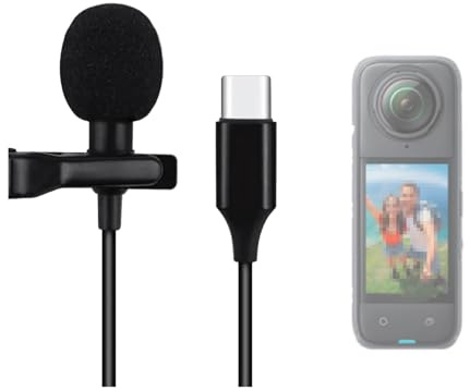 ZLiT Lavalier-Mikrofon für Insta360 X4 Kamera, USB-C Omnidirektionales Ansteckmikrofon, Clip-On-Mikrofon für Aufnahmen, Podcasting, Gaming-Interview, Schwarz