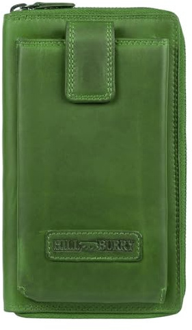 Hill Burry ZAKATTE Damengeldbörse aus Leder mit RFID-Schutz Portemonnaie Handytasche Geldbörse HB-3671 (Grün)