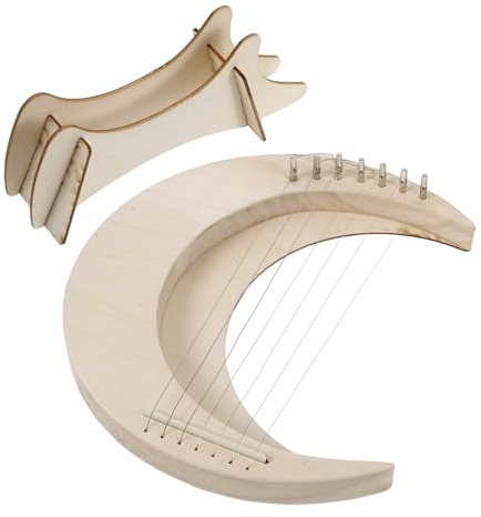 WEKADRIN Mondförmige Kleine Harfe und Metall 7-saitig für Anfänger Musikalisches Saiteninstrument Kreatives Design zum Lernen und Musizieren