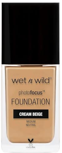 Wet n Wild Photo Focus Matte Foundation, Flüssiges Make-up Matt Aufbaubar, Kein Flashback Weißer Schleier, Porenverfeinernd für Alle Hauttypen, Cream Beige