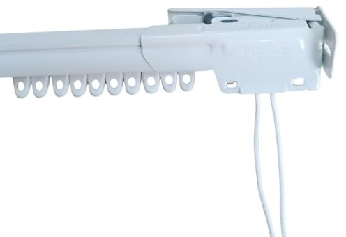 TENDE ARREDO TESSILE - Bastone Tenda Soffitto Estensibile (Montaggio Parete o Soffitto) Binario per Tende a Soffitto con Riloga Estensibile con Corda, in Alluminio, Completo di staffe (170×300 cm)