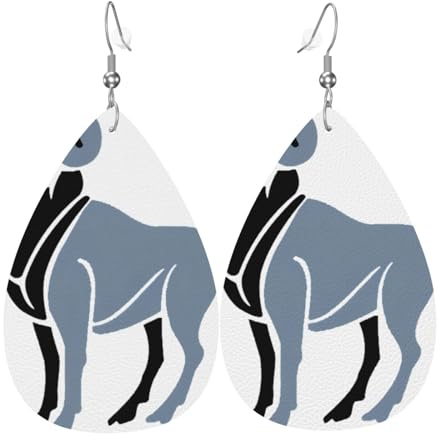 Dangle Earrings for Women – Teardrop Ram Zodiac Sign Print Leather Earrings, Fashion Jewelry for Parties, Girls Accessory