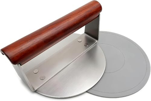 Hydrogarden Prensa para Hamburguesas de Acero Inoxidable, 16 cm, 720 g, aplastador de Hamburguesas, aplastador de Carne para bistec