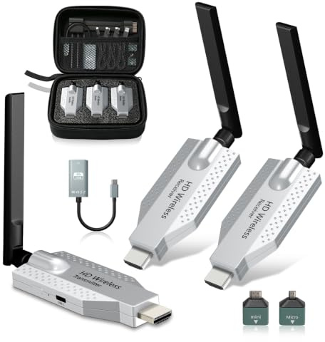 Wireless HDMI Transmitter and Receiver,100 Meter Funkübertragung 1080P@60Hz,für TV/DSLR/Projektor/Laptop/PC und Andere Geräte(1TX+2RX)