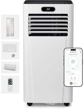 MeacoCool MC Series Pro 9000 BTU Mobile Klimaanlage mit App-Steuerung, Fernbedienung, Energieklasse A, leise (52 dB), 4-in-1 Kühlung, 16–26 m², Schlafmodus, 2 Fenster-Kits