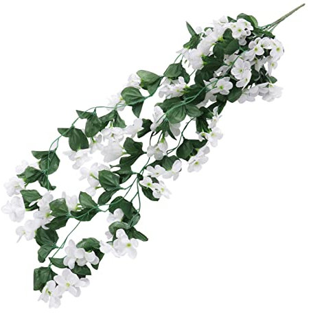 VORCOOL Künstlich Blumen, 4 Petals Hängende Kunstblumen Blauregen Weiß Künstliche Hängepflanze Blumen Deko Kunstblumen für Haus Garten Hochzeit Dekoration
