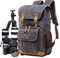 YUHAN Camera Bag, Canvas SLR DSLR Camera Backpack Large Capacity Front Open Waterproof Anti-shock Camera Rucksack Camera Travel Bag Professional Camera Lens Organizer Gray