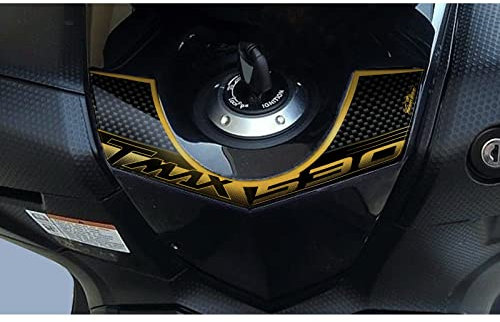 Resin Bike Adesivi Scooter Compatibile con Yamaha Tmax 530 2012-2016. Protezione Zona Chiave da Urti e Graffi. Adesivo 3D Resinato - Effetto Carbonio Grafica in Oro