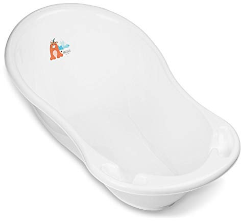 Bañera para bebés certificada por TÜV Rheinland! – Bañera para recién nacidos de 0 a 24 meses - Bañera antideslizante de 86 cm con tapón.
