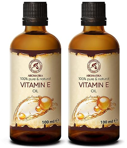 Vitamin E Öl 2x100ml - Natürlich - Reich an Vitamin E - Tocopherol - Vitamin E Oil 200ml - Anti Aging Öl Gegen Falten aller Art - Pflege für Gesicht
