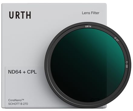 Urth Filtre CPL + ND64 55 mm (Plus) | Filtre nano-revêtement 20 couches pour polarisation et contrôle de densité neutre améliorés